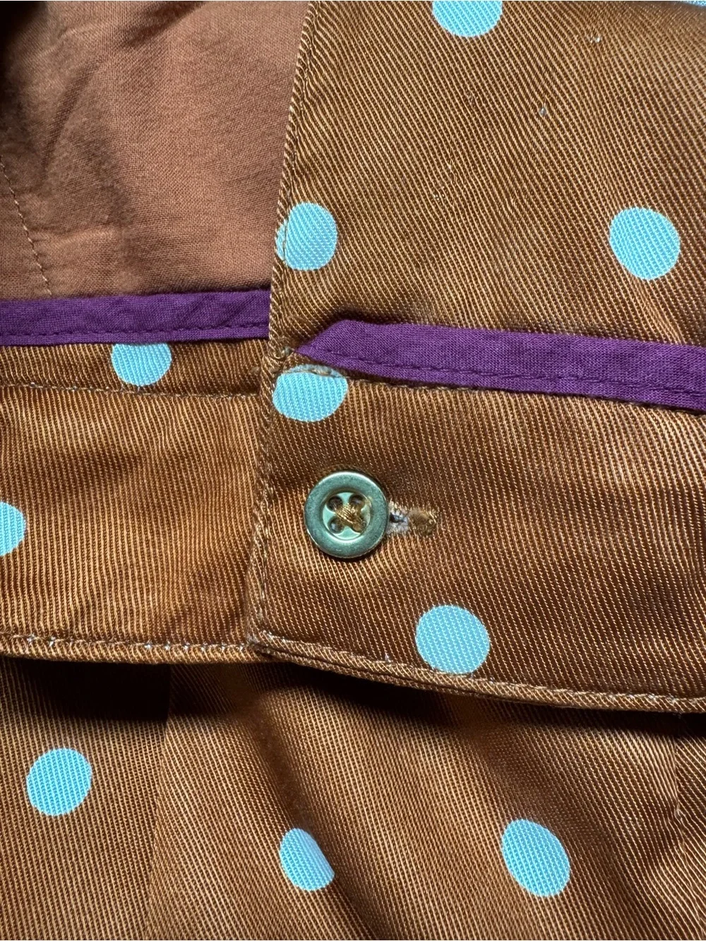 Anthropologie Rust Brown Polka Dot Wide-Leg Jumpsuit
